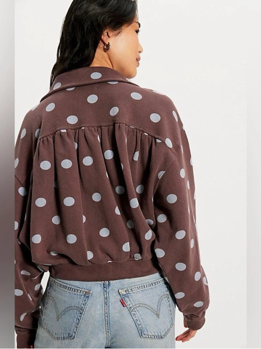 Free People Spot On Half Zip Sweatshirt